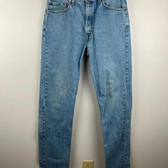 90s Levis 505 Jeans W34 L36 Mens Light Blue Regular Straight Fit Vintage Denim - Picture 1 of 9